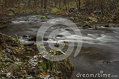 Loucka river near Tisnov town in autumn cloudy wet day Stock Photo