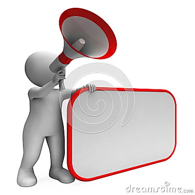 Loud Hailer And Blank Placard Shows Copy Space Message Or Announcement Stock Photo