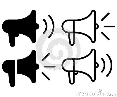 Loudspeaker icon. Set of Megaphone symbol. Vector illustration Vector Illustration