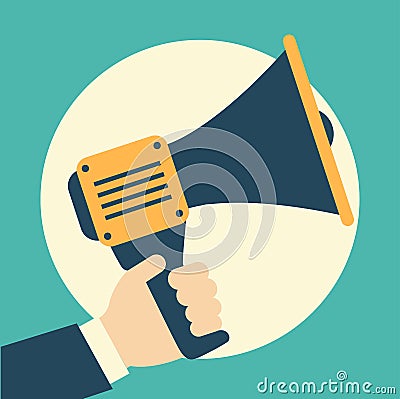 Loudspeaker illustration. Megaphone flat symbol. Loudspea Cartoon Illustration