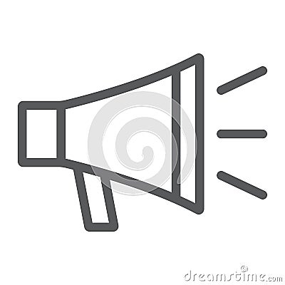 Loudspeaker line icon, contact us and bullhorn Vector Illustration