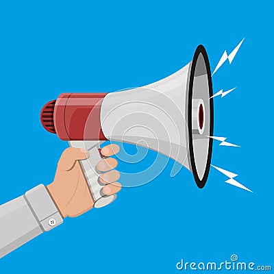 Loudspeaker or megaphone. Announcement element. Vector Illustration