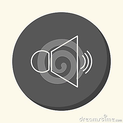 Loudspeaker and sound, round line icon with the illusion of volume, simple color change Stock Photo