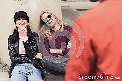 Loughing young couple Stock Photo