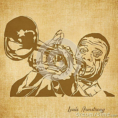 Louis Armstrong Digital Hand drawn Illustration Cartoon Illustration