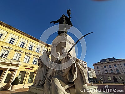 Louis Kossuth statue. Life 1802 â€“ 1894. It was a Hungarian nobleman, lawyer, journalist, politician, statesman and Governor-Pres Editorial Stock Photo