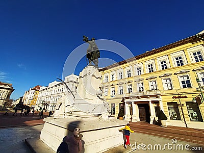 Louis Kossuth statue. Life 1802 â€“ 1894. It was a Hungarian nobleman, lawyer, journalist, politician, statesman and Governor-Pres Editorial Stock Photo