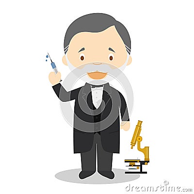 Louis Pasteur cartoon character. Vector Illustration. Vector Illustration