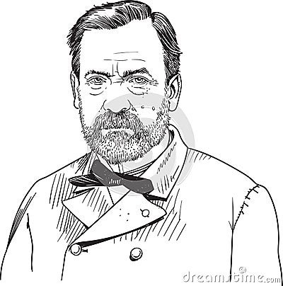 Louis Pasteur cartoon portrait, vector Vector Illustration