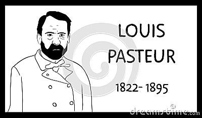 Louis Pasteur portrait sketch drawing Vector Illustration