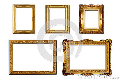 Louis style wooden photo frame on white background. Stock Photo