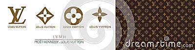 Louis Vuitton famous monogram logo and texture - vector illustration Vector Illustration