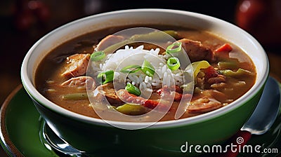 Louisiana Comfort Food traditional Gumbo, Generative AI Stock Photo