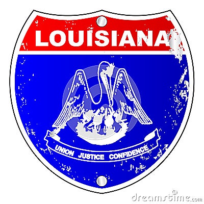 Louisiana Flag Icons As Interstate Sign Vector Illustration