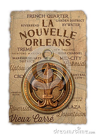 Louisiana Life New Orleans Culture Background Damask Artwork Southern Living Stock Photo