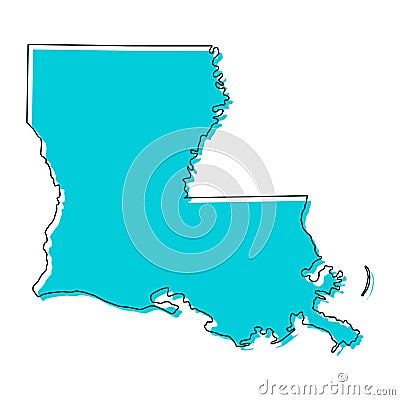 Louisiana map shape, united states of america. Flat concept icon symbol vector illustration Vector Illustration