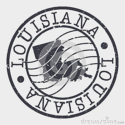 Louisiana Stamp Postal. Map Silhouette Seal. Passport Round Design. Vector Icon. Design Retro Travel. Vector Illustration