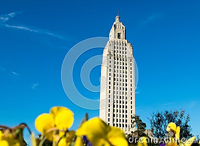 Louisiana State Capitol Building Park flowers Stock Photo