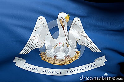 Louisiana state flag waving in the wind. A close up Stock Photo