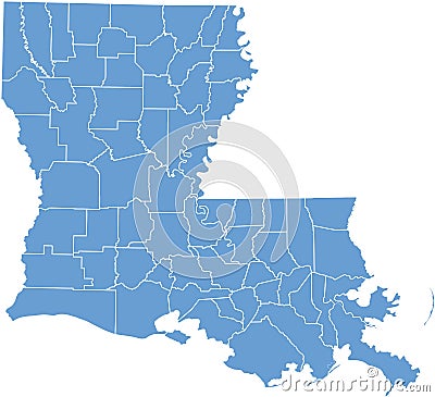 Louisiana State map by counties Vector Illustration
