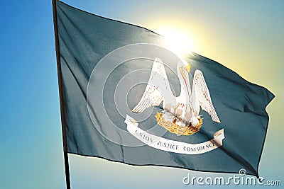 Louisiana state of United States flag waving on the wind Stock Photo