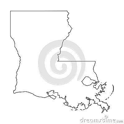 Louisiana, state of USA - solid black outline map of country area. Simple flat vector illustration Vector Illustration