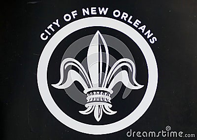 Louisiana, U.S.A - February 1, 2020 - The official Fleur De Lis sign of City of New Orleans Editorial Stock Photo