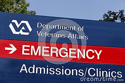 Veterans Affairs signage and logo. The VA provides healthcare services to military veterans VII Editorial Stock Photo