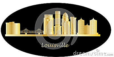 Louisville detail skyline with bridge Vector Illustration