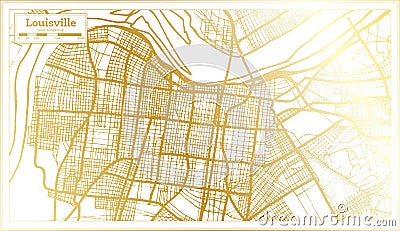 Louisville Kentucky USA City Map in Retro Style in Golden Color. Outline Map Stock Photo