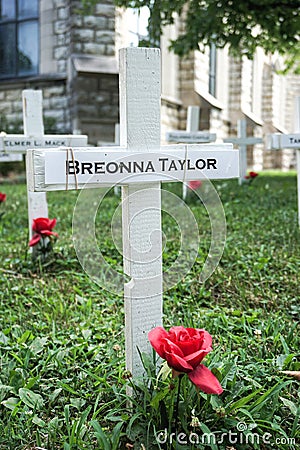 Cross Honoring Breonna Taylor Editorial Stock Photo