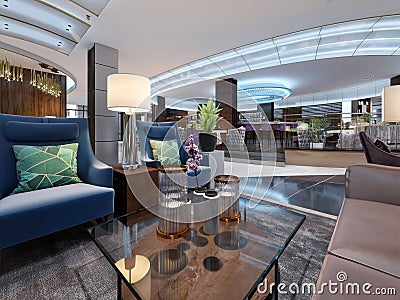 Lounge area of a hotel, design lobby Stock Photo