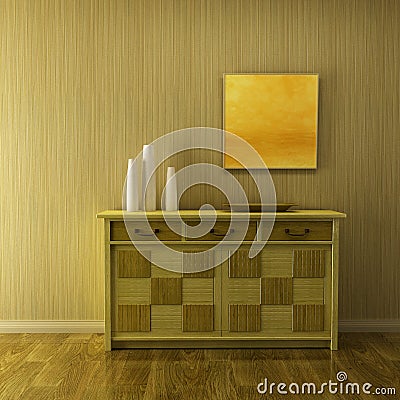 Lounge room with cupboard Stock Photo