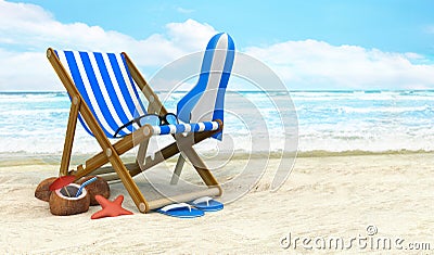 Lounger on the beach Cartoon Illustration