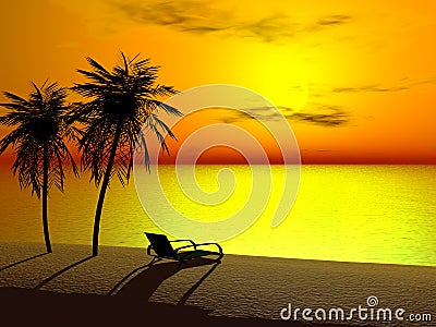 A lounger in sunrise Stock Photo