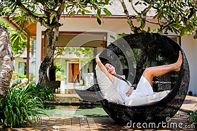 Lounging Outdoors Stock Photo