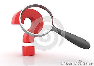 Loupe and Question Mark Cartoon Illustration
