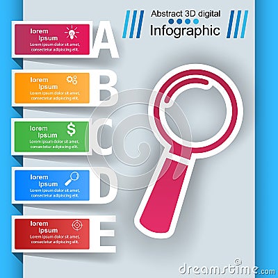 Loupe, search ibusiness nfographic Vector Illustration