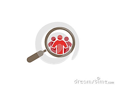 Loupe Spy on Peaple for logo Cartoon Illustration