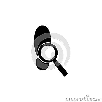 loupe and a trace of shoes icon. Illustration of a criminal scenes icon. Premium quality graphic design icon. Signs and symbols co Stock Photo