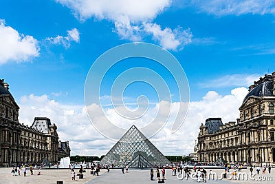 The Lourve courtyard with the pyramid Editorial Stock Photo