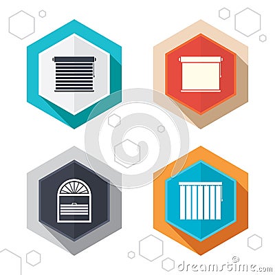 Louvers icons. Plisse, vertical and rolls Vector Illustration