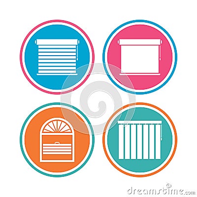 Louvers icons. Plisse, vertical and rolls. Vector Illustration