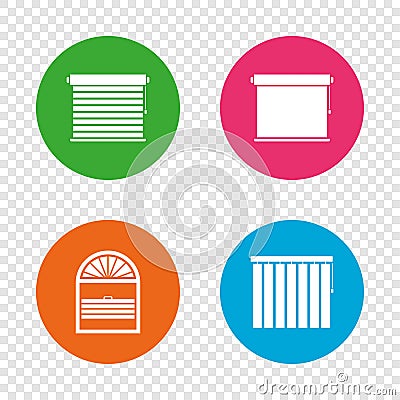 Louvers icons. Plisse, vertical and rolls. Vector Illustration