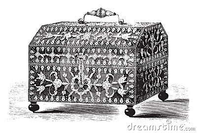 Louvre, Collection Sauvageot, A Spanish box, vintage engraving Vector Illustration