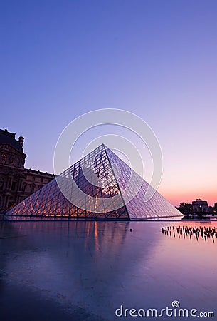 Louvre at dusk Editorial Stock Photo