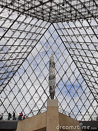 Louvre, Entry Foyer Under Glass Pyramid, Paris Editorial Stock Photo