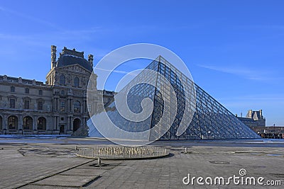 The Louvre Museum fountain drained out of water Editorial Stock Photo