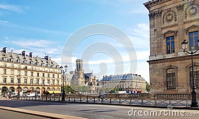 The Louvre museum and the Rivoli road, Paris, France Editorial Stock Photo