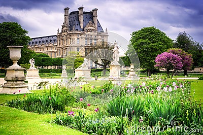 Louvre palace and Tuileries garden. Paris, France Stock Photo